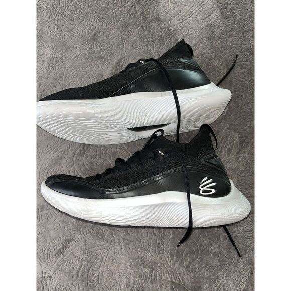 Under Armour Curry 8 Flow Black White  3024785 010 Shoe Mens 10- Womens 12 - Picture 8 of 10